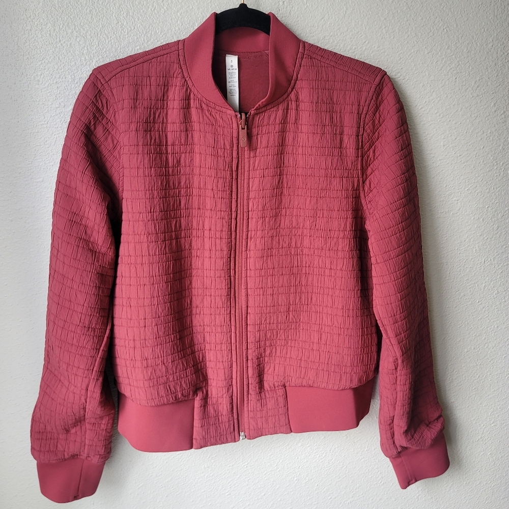 Lululemon Serene Travels Bomber Style #W4BGVS, Size 8, Color Chianti